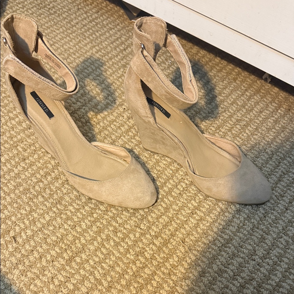 Forever 21 Suede Beige Wedge Heels